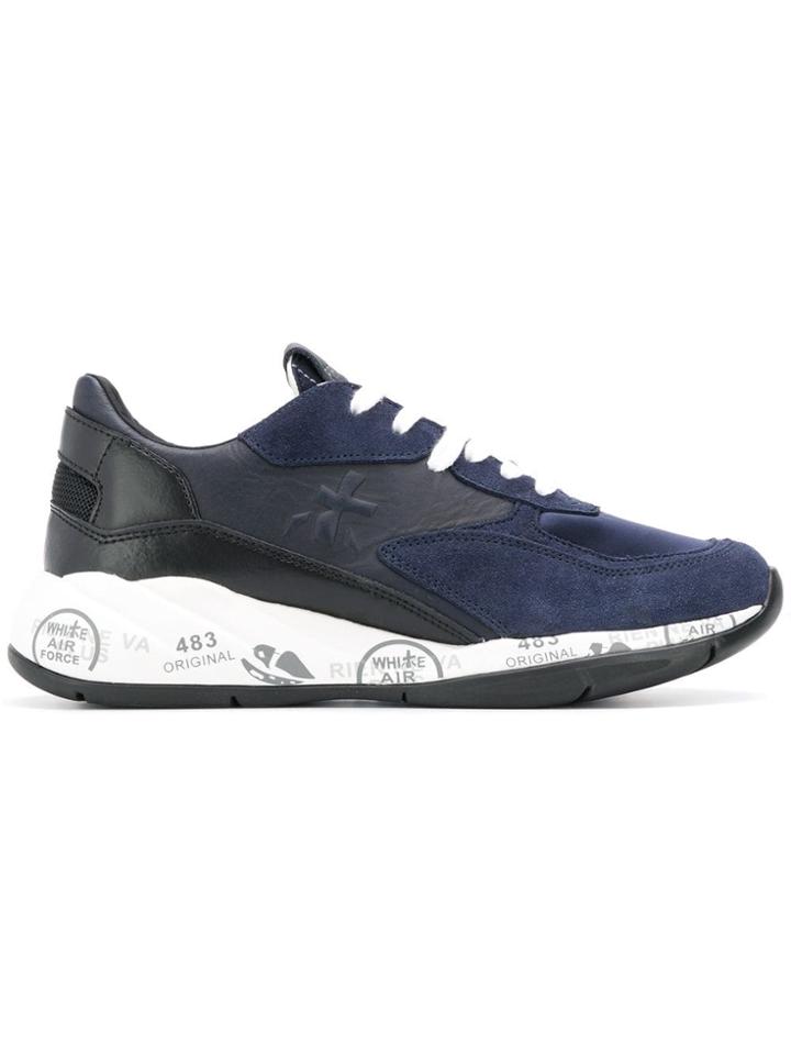 White Premiata Printed Logo Sneakers - Blue