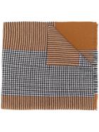 Altea Contrast Houndstooth Knit Scarf - Brown