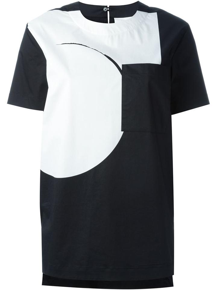 Dkny Abstract Print T-shirt, Women's, Size: S, Black, Cotton/spandex/elastane