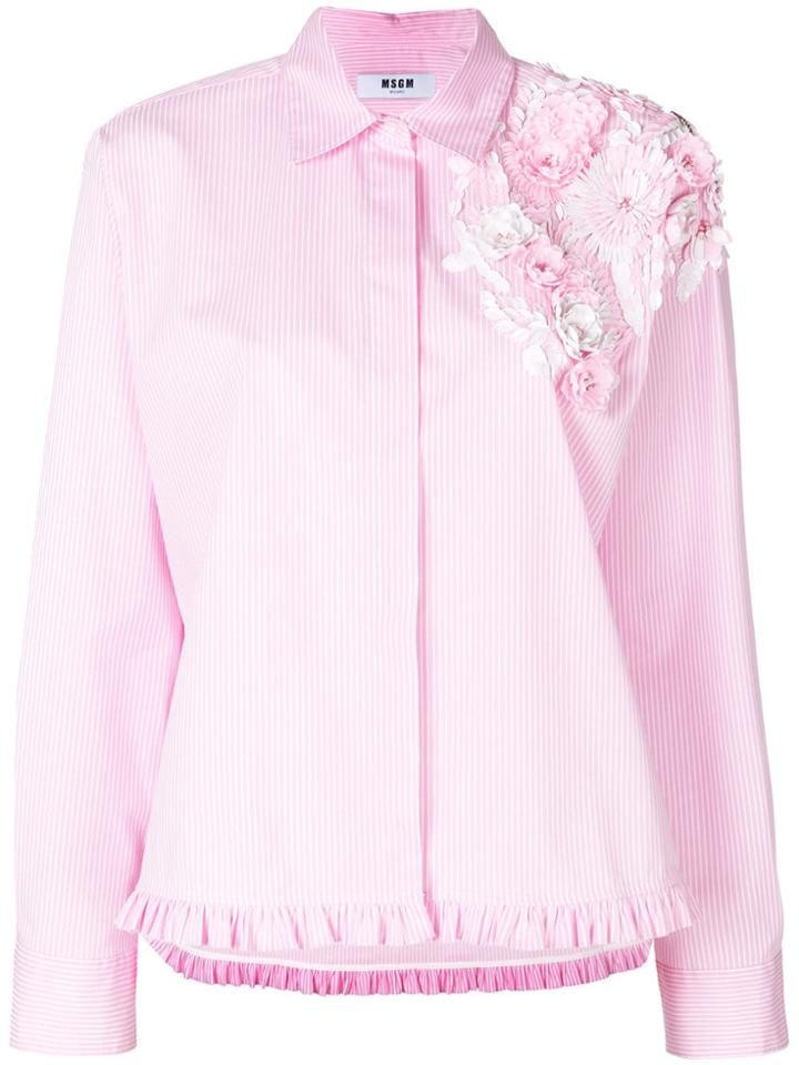 Msgm Floral Appliqué Shirt - Pink