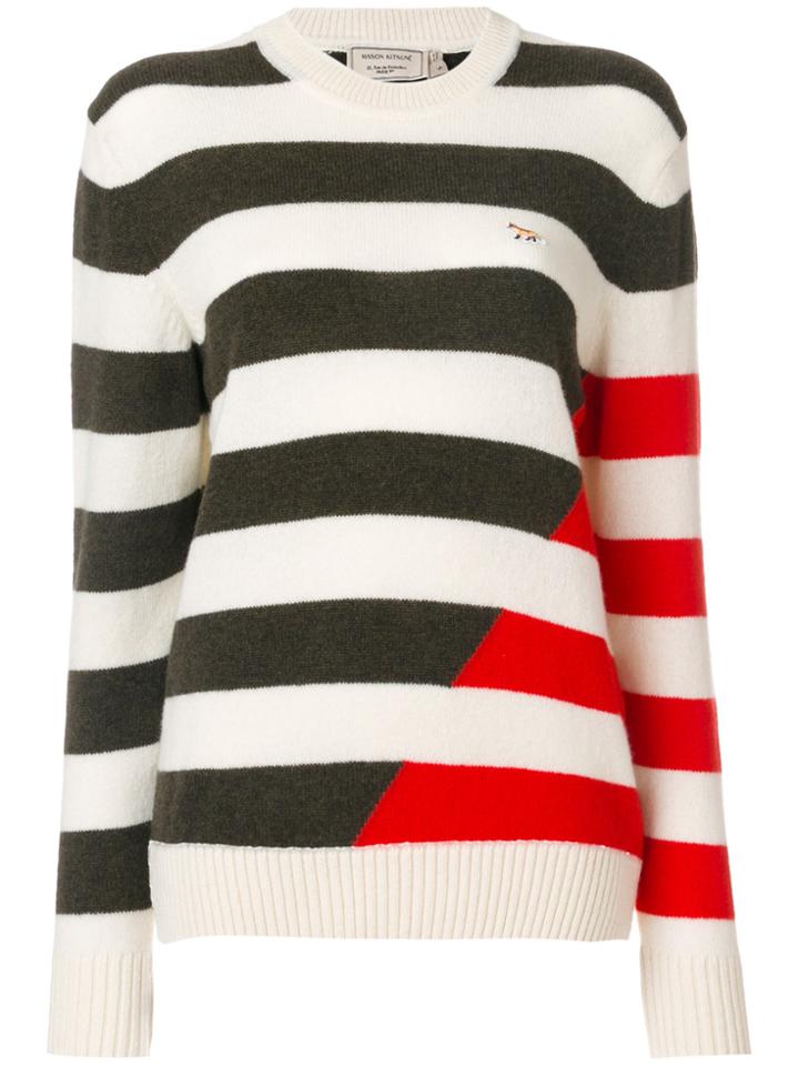 Maison Kitsuné Crew Neck Striped Jumper - Multicolour