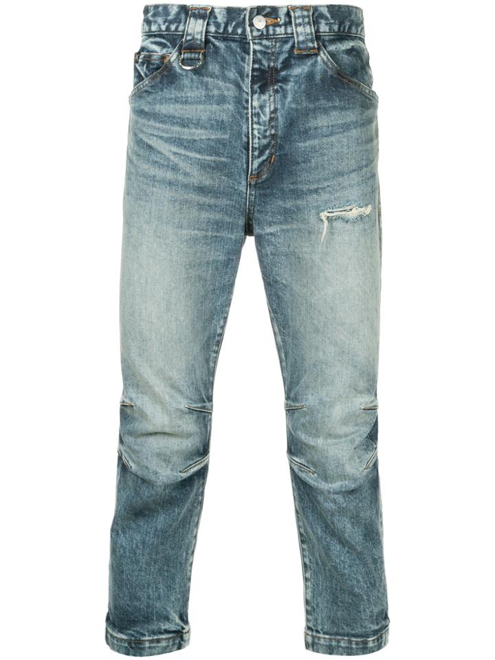 Roar Cropped Faded Jeans - Blue