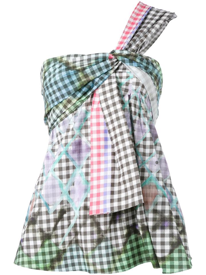 Peter Pilotto One Shoulder Gingham Top - Multicolour