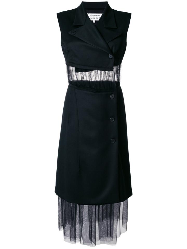 Maison Margiela Sleeveless Tulle Panel Blazer Dress - Black