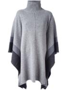 Chinti And Parker Striped Poncho, Women's, Grey, Lambs Wool