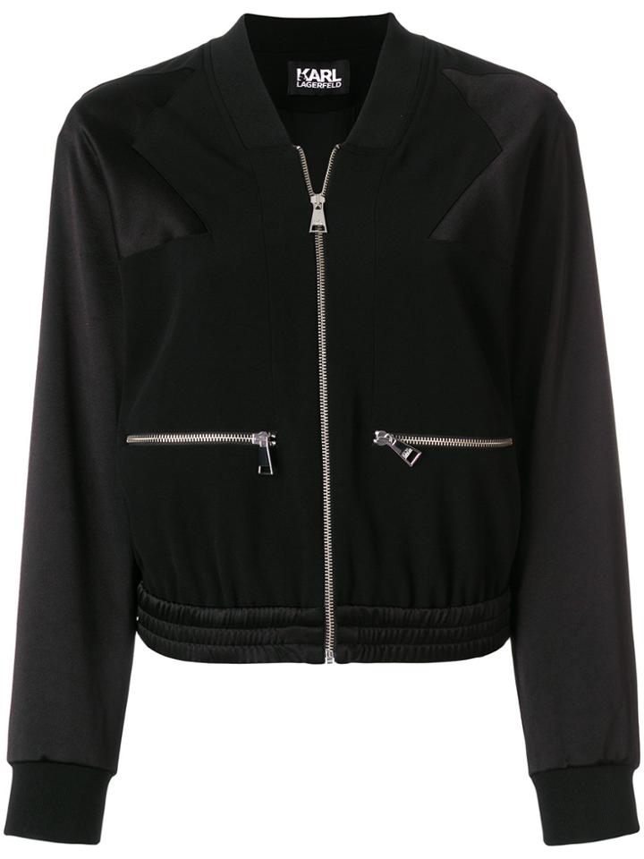 Karl Lagerfeld Cropped Bomber Jacket - Black
