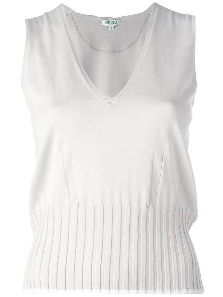 Kenzo - V-neck Tank Top - Women - Silk/cotton/viscose - M, Nude/neutrals, Silk/cotton/viscose