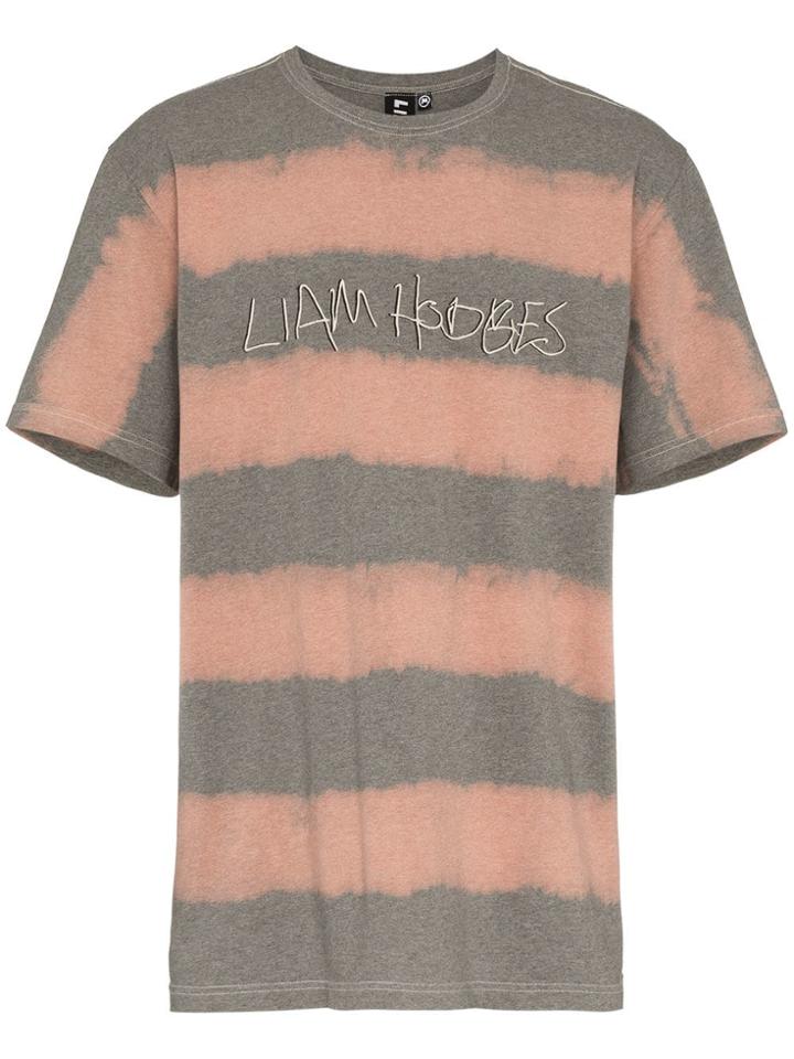 Liam Hodges Logo Printed And Bleached Cotton T-shirt - Grey