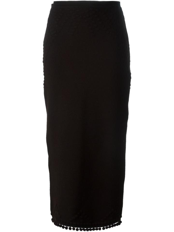 Christian Dior Vintage Bobble Trim Pencil Skirt - Brown