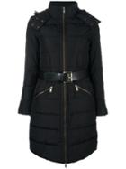 Michael Michael Kors Zipped Hooded Coat, Women's, Size: Large, Black, Feather Down/polyester