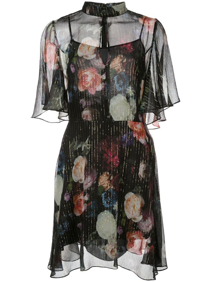 Adam Lippes Floral Print Mini Dress - Black