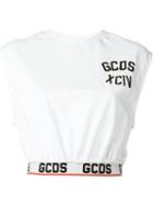 Gcds Logo Cropped Top, Women's, Size: M, White, Cotton
