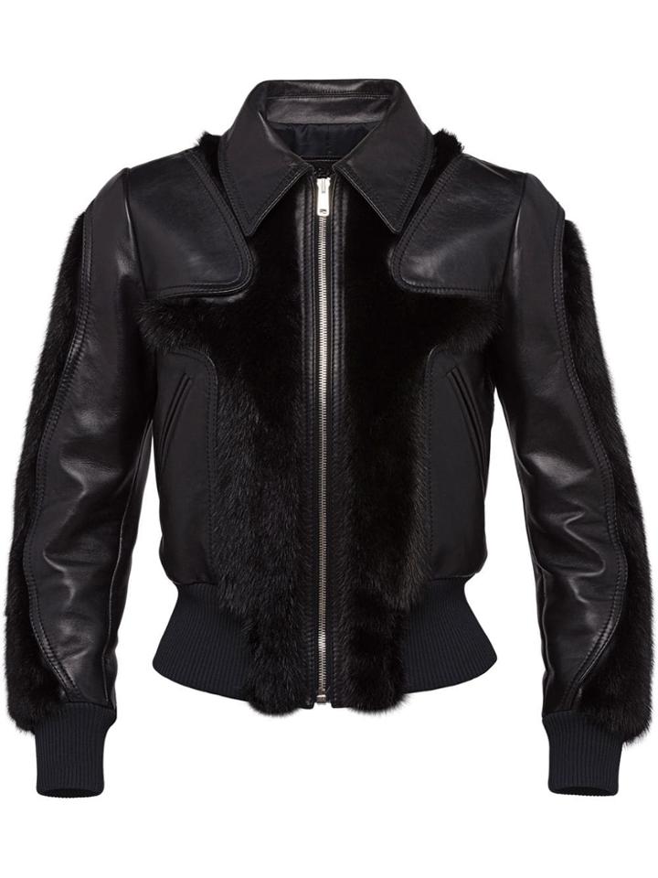 Prada Leather And Mink Jacket - Black
