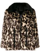Pinko Leopard Print Coat - Brown