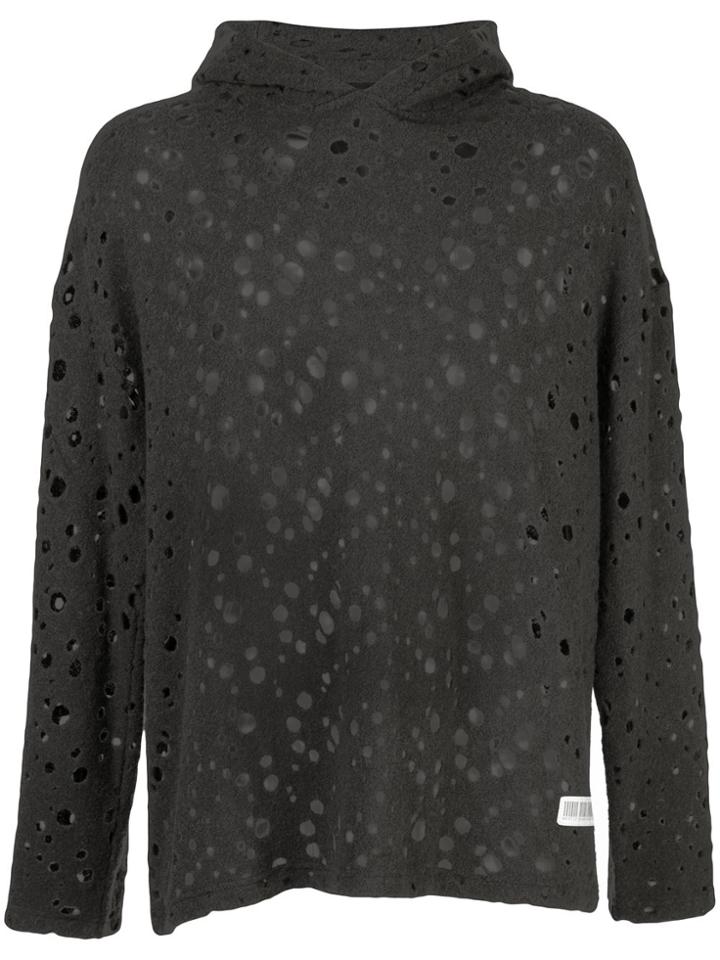 Mostly Heard Rarely Seen Holey Perforated Hoodie - Grey