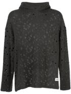 Mostly Heard Rarely Seen Holey Perforated Hoodie - Grey