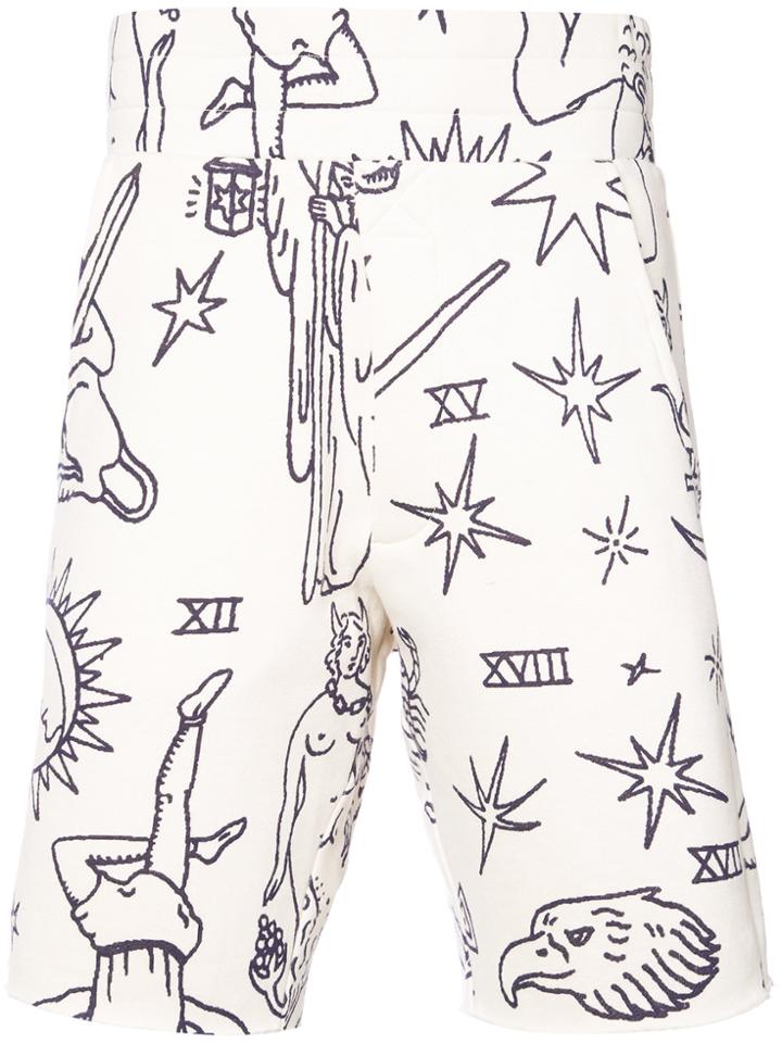 The Elder Statesman Printed Shorts - White