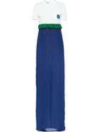 Prada Long Ruffle-trim Dress - Blue