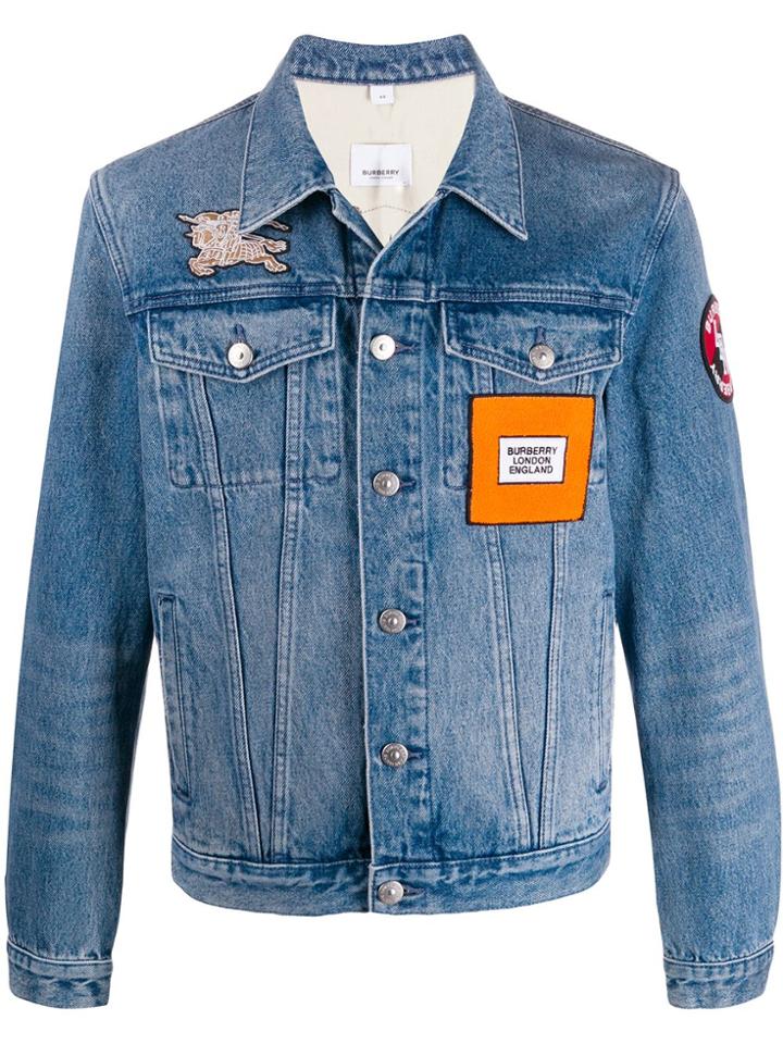 Burberry Logo Patch Denim Jacket - Blue