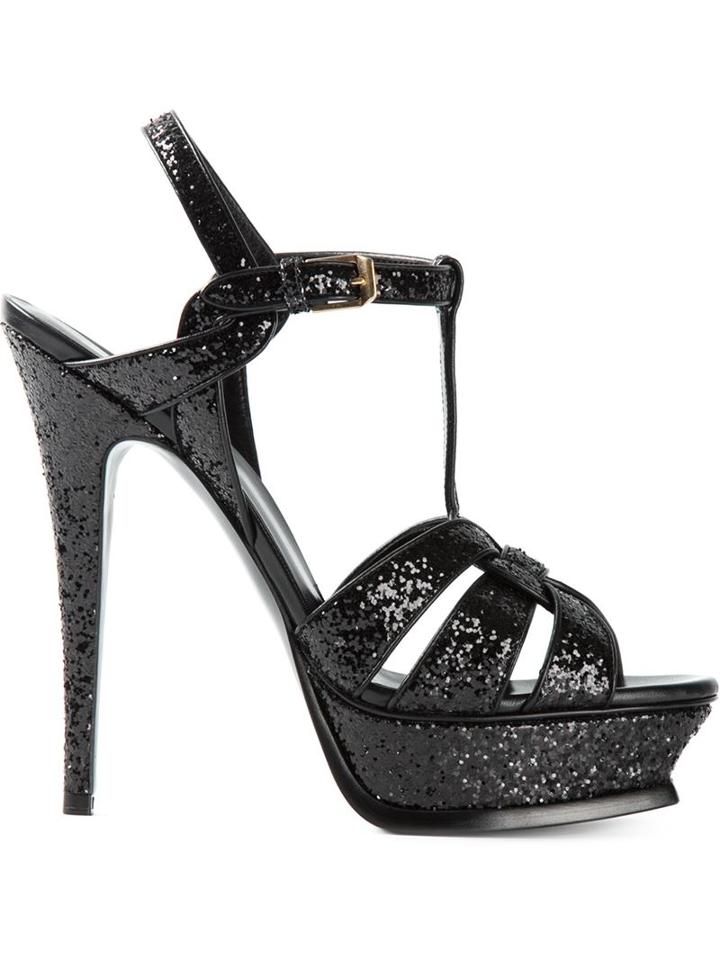 Saint Laurent Tribute Sandals, Women's, Size: 37, Black, Leather