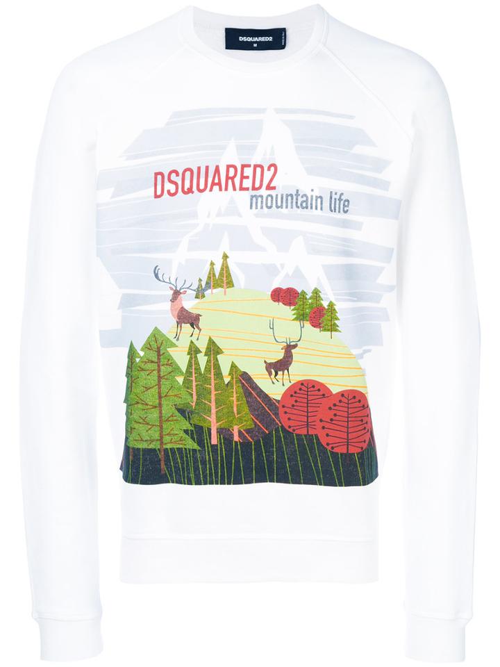 Dsquared2 - Mountain Life Print Sweatshirt - Men - Cotton - M, White, Cotton