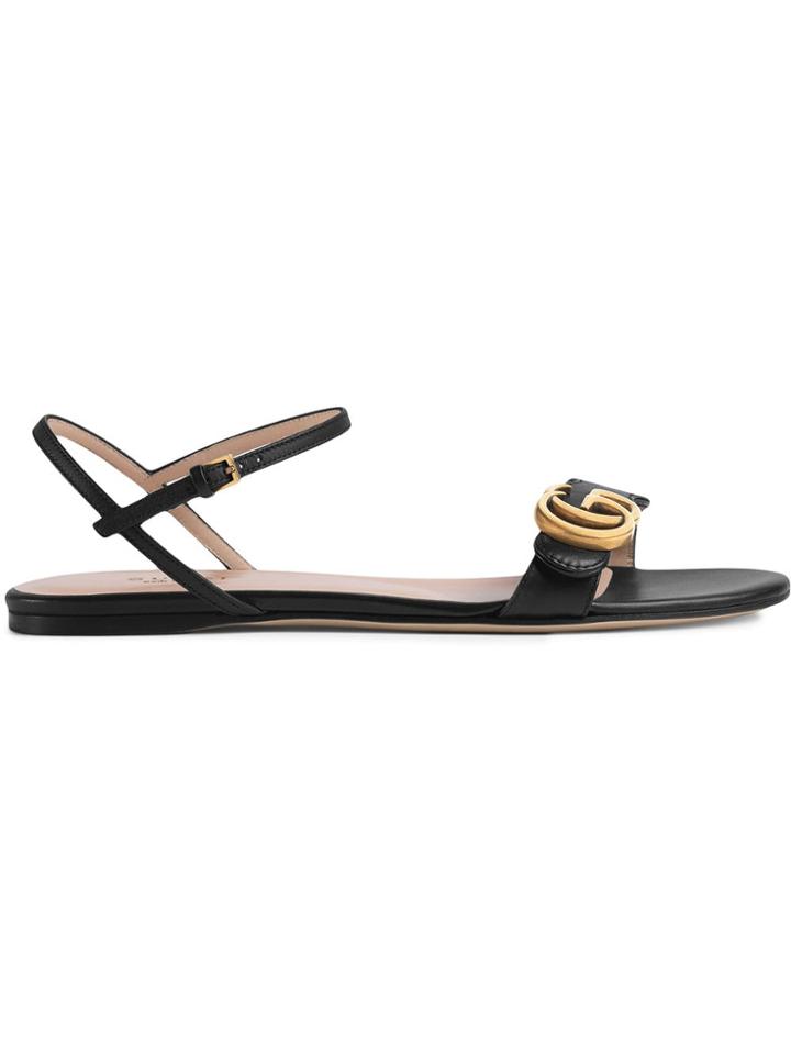 Gucci Leather Double G Sandal - Black