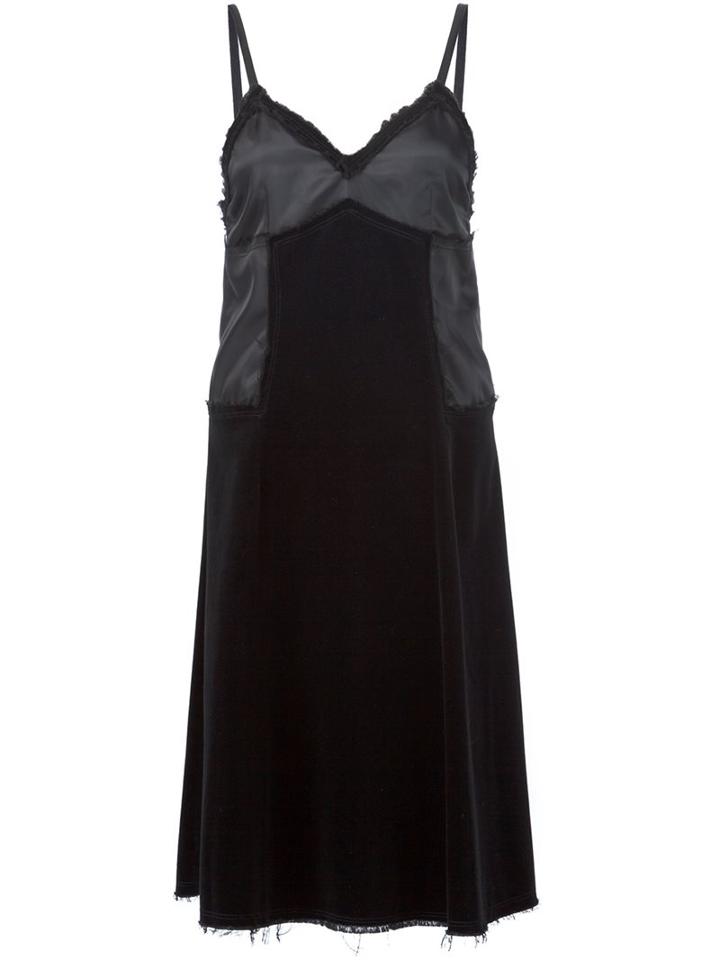 Mm6 Maison Margiela Raw Edge Panelled Dress, Women's, Size: 40, Black, Cotton/polyester
