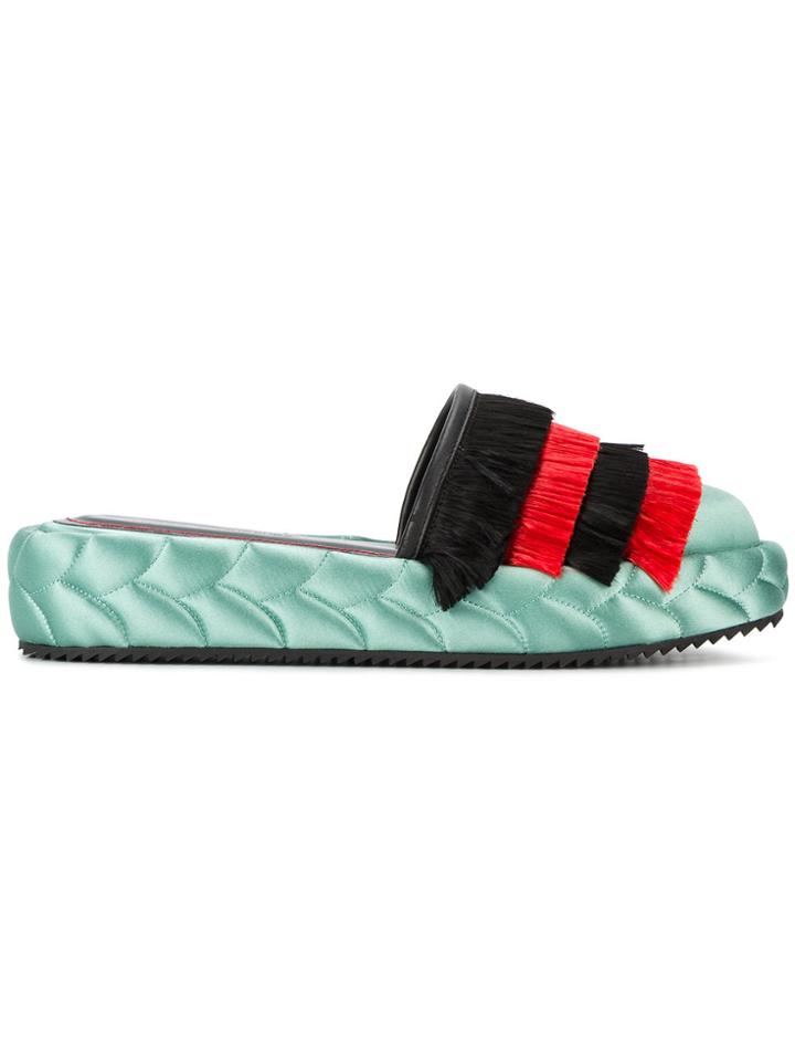 Marco De Vincenzo Quilted Platform Slippers - Green