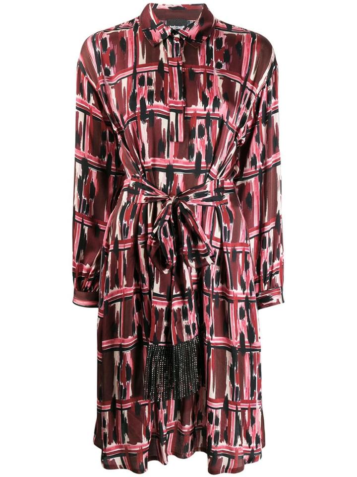 Just Cavalli Belted Shirt Dress - Red