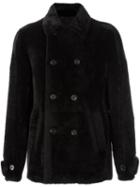Desa Collection Double Breasted Fur Coat, Men's, Size: 48, Brown, Sheep Skin/shearling