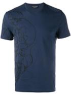 Alexander Mcqueen Skull Print T-shirt, Men's, Size: Large, Blue, Cotton