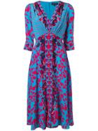 Saloni Floral Print Midi Dress - Blue