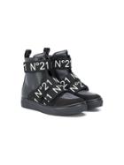 Nº21 Kids Teen Logo Trouch-strap Boots - Black