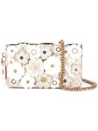 Coach 'print Dinky' Floral Applique Crossbody Bag, Women's, White, Calf Leather/metal (other)