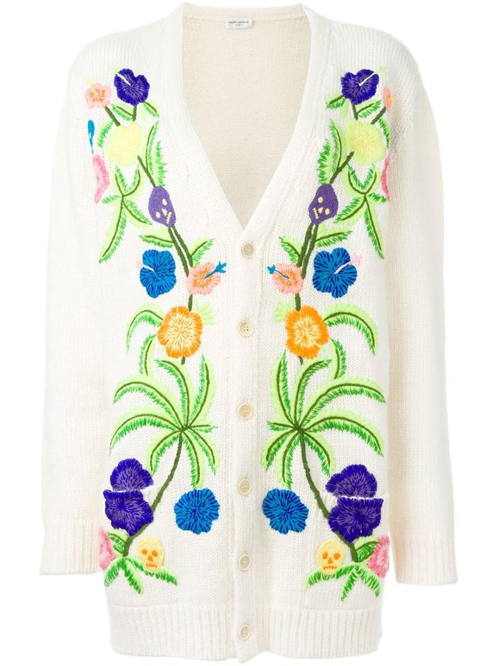 Saint Laurent Floral Embroidered Cardigan