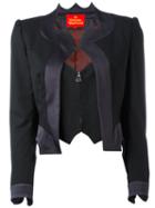 Vivienne Westwood Layered Zip Cropped Jacket, Women's, Size: 44, Black, Spandex/elastane/virgin Wool/viscose/polyester