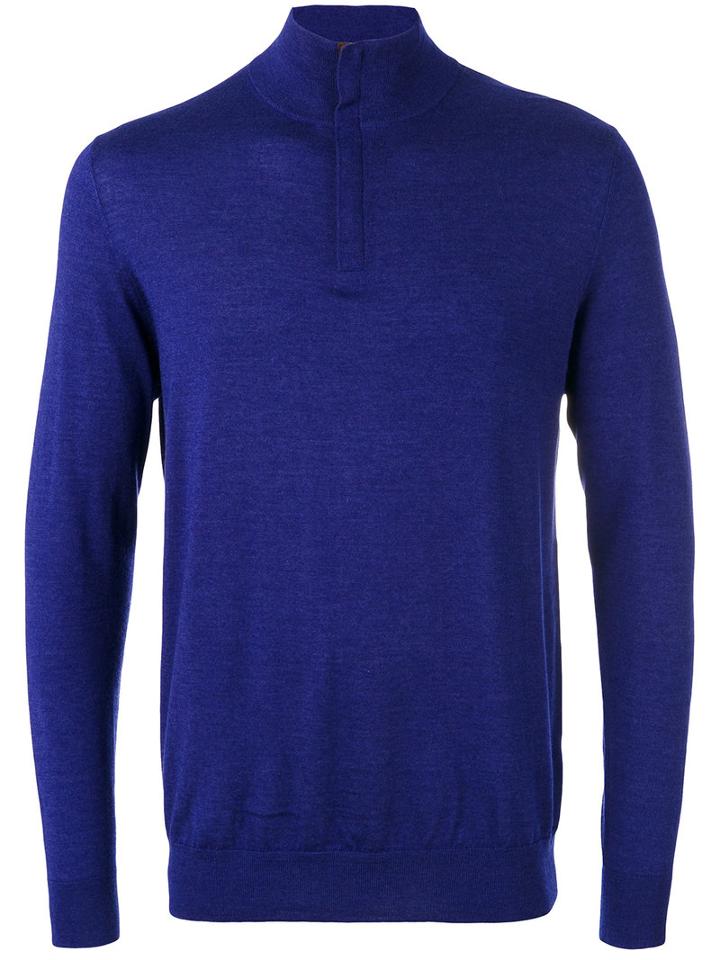 N.peal - The Regent Fine Gauge Half Zip Jumper - Men - Silk/cashmere - L, Blue, Silk/cashmere