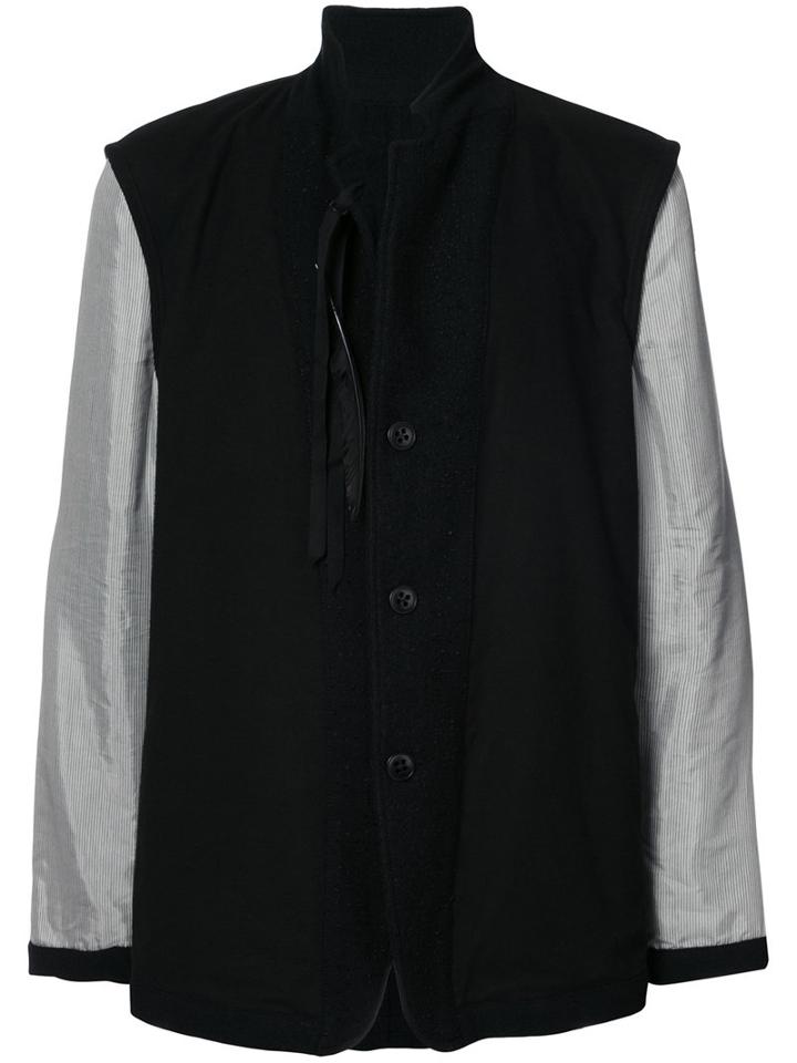Ann Demeulemeester - Contrast Sleeve Coat - Men - Nylon/mohair/wool - M, Black, Nylon/mohair/wool