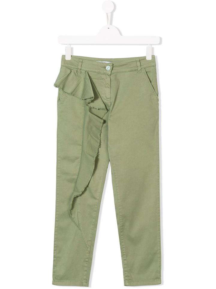 Patrizia Pepe Junior Teen Ruffled-trim Trousers - Green