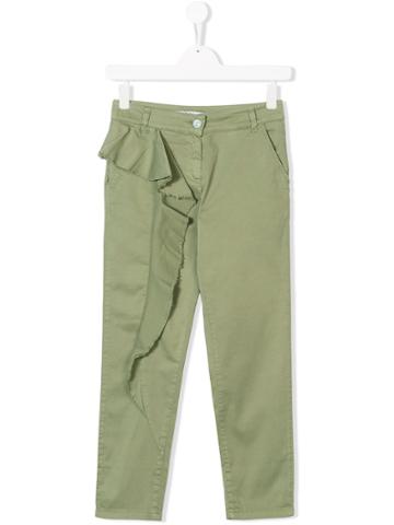 Patrizia Pepe Junior Teen Ruffled-trim Trousers - Green