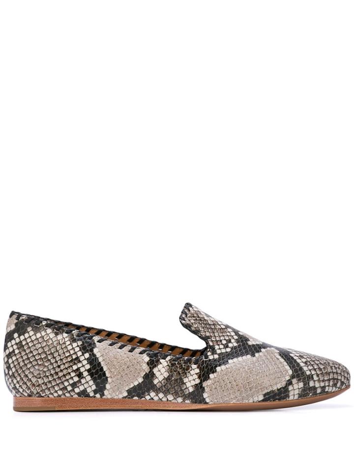 Veronica Beard Snakeskin Effect Loafers - Black