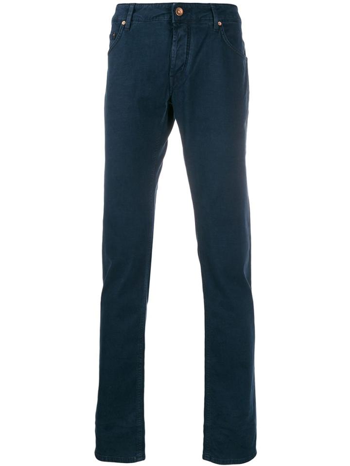 Hand Picked Slim-fit Trousers - Blue