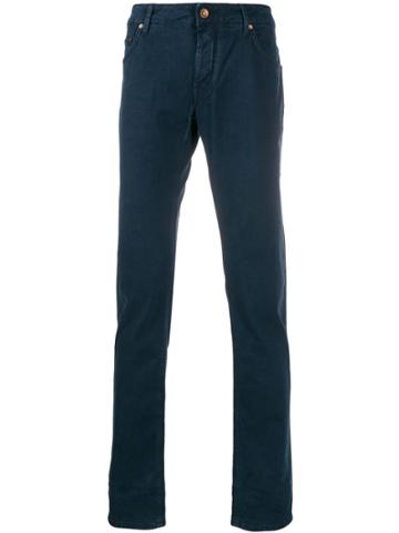 Hand Picked Slim-fit Trousers - Blue