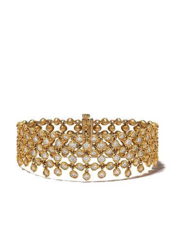 Annoushka 18kt Yellow Gold Net Lattice Diamond Bracelet - 18ct Yellow