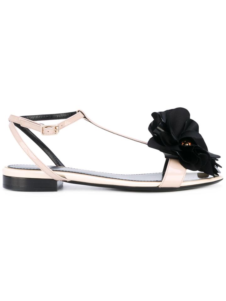 Lanvin Flat Flower Sandals - Nude & Neutrals