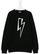Neil Barrett Kids Teen Lightning Print Sweatshirt - Black