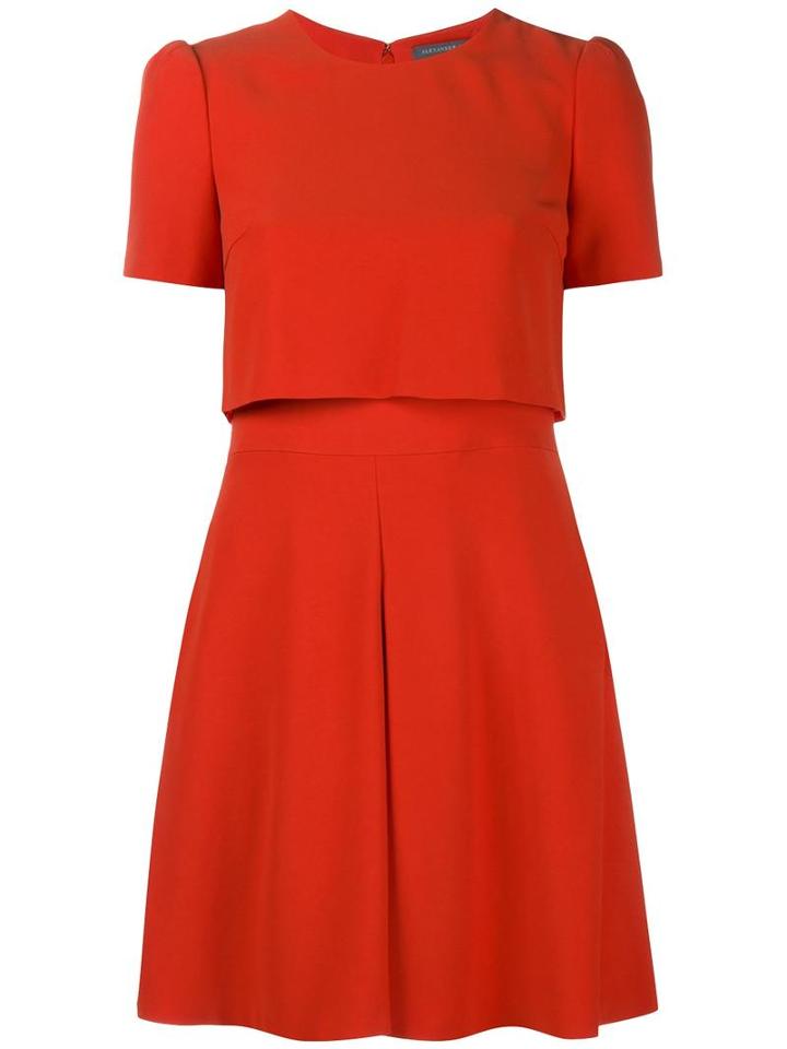 Alexander Mcqueen Layered Skater Dress, Women's, Size: 40, Red, Silk/acetate/viscose