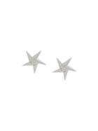 Daou 18kt White Gold Diamond Star Earrings - Silver