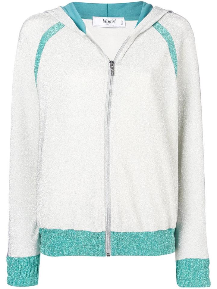 Blugirl Glitter Zipped Hoodie - Silver
