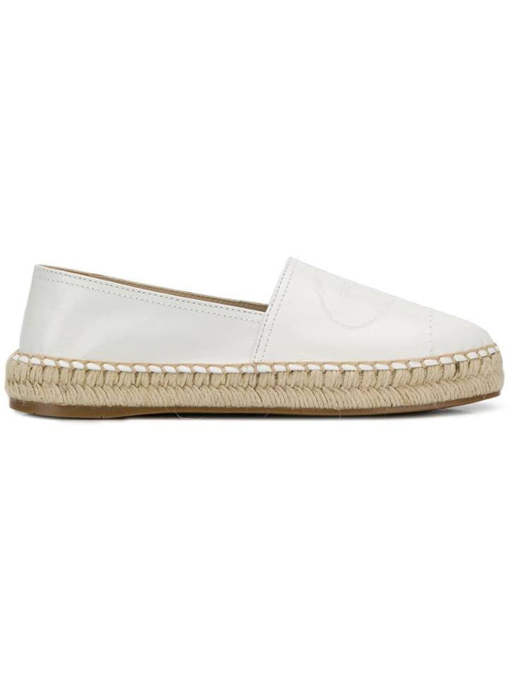 Prada Embossed Logo Espadrilles - White
